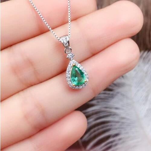 Wedding Best Gift Emerald Pandant Solid S925 Sterling Silver Emerald necklace For Women Colour Gem Stone Fine Jewelry