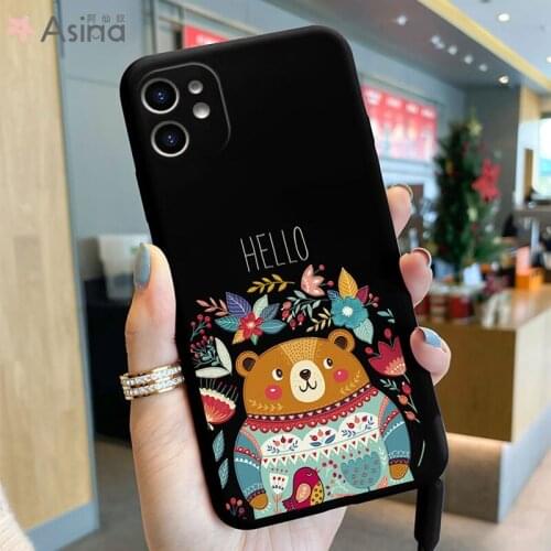 ASINA Liquid Silicone Phone Case For iPhone 11 12 Pro Max Cute Cartoon Covers For iPhone 7 8 Plus Xs Xr SE2020 Bear Cover Funda