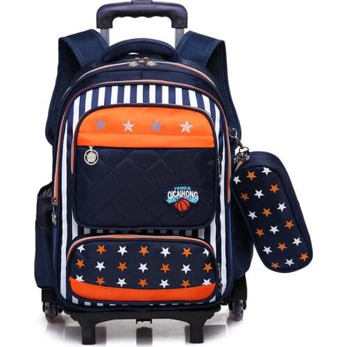 Kids 6 Wheels Removable Trolley Backpack Wheeled Bags School Bag for Boys Girls Travel Bags Child School Backpack Mochila