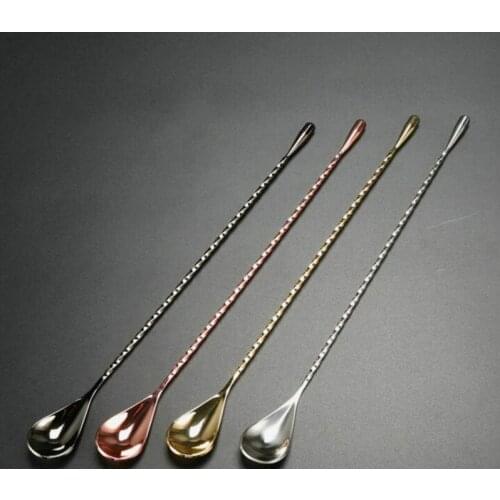 44cm 304 stainless steel bar stir long Spoons black/rose red / gray/ golden