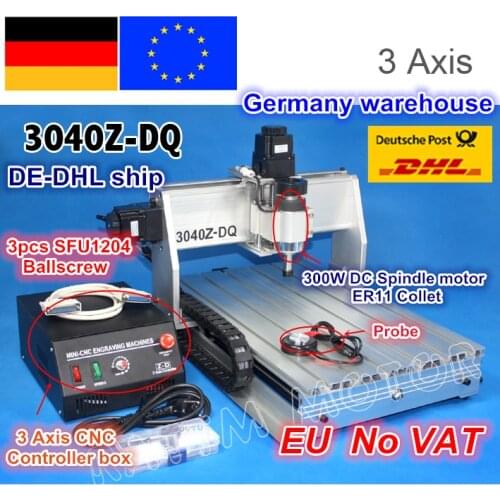 EU ship/Free VAT NEW 3 Axis 3040Z-DQ 300W Ball screw CNC ROUTER ENGRAVER/ENGRAVING DRILLING/Milling Cutting machine 220V/110V