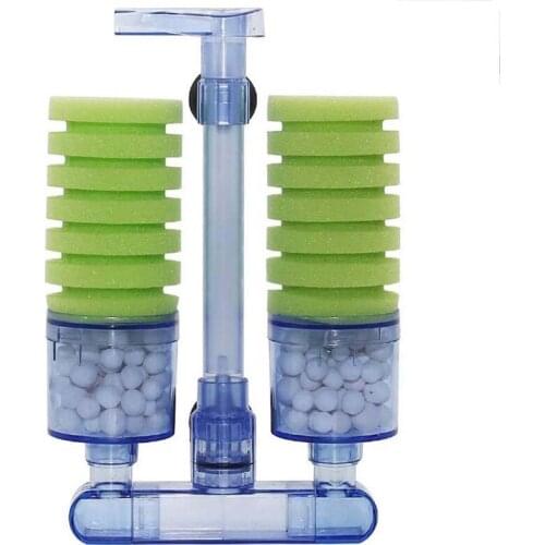 Aquarium Filter,Ultra Quiet Aquarium Biochemical Sponge Filter Fish Tank Air Pump Betta Fry Aquarium Fish Tank Water Fall Double