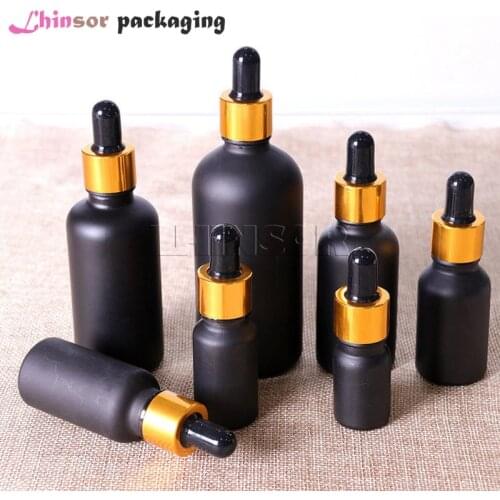 10pcs/lot 5/10/15/20/30/50/100 Gold Silver Lid Black Perfume Dropper Bottle Doterra Essential Oil Containers Vials with Pipette