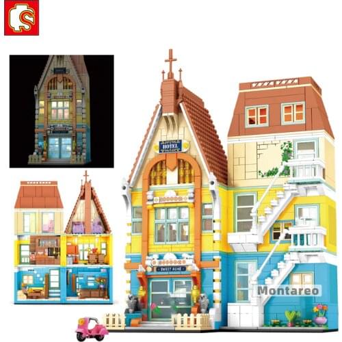 Sembo MOC Creative City Street View Nordic House Indoor Room Model Building Block Kit Kid Collection Toys For Boys Birthday Gift