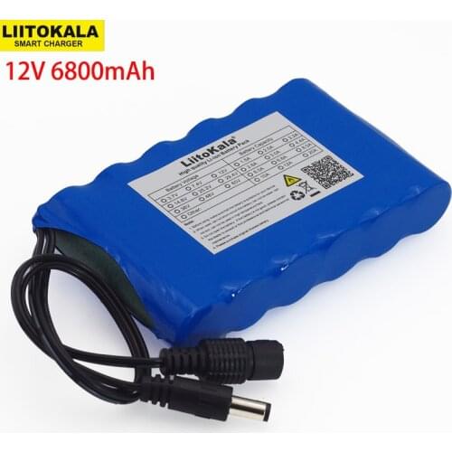 LIitoKala 12 V 6800 Mah Portable Super 18650 Rechargeable Lithium Ion battery pack capacity CCTV Cam Monitor DC 12.6V 6.8A