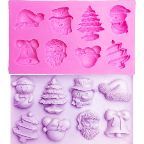 M0460 Christmas/snowman/tree/Santa Claus/Bell/hat cake decorating tools silicone mould baking accessories