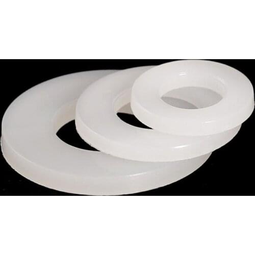M2-M20 White Hard Plastic Nylon Washer Flat Spacer Seals Washer Gasket Ring Non-transparent Thickness 0.5/1/1.5/2/2.5/3mm