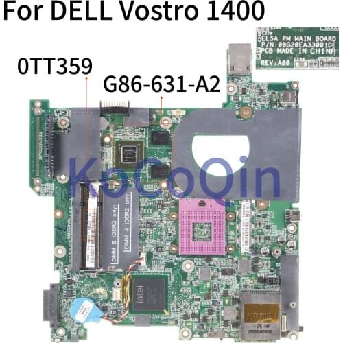 KoCoQin laptop Motherboard For DELL Vostro 1400 1420 V1400 V1420 PM9645 Mainboard CN-0TT359 0TT359 P/N:08G20EA33001DE G86-631-A2