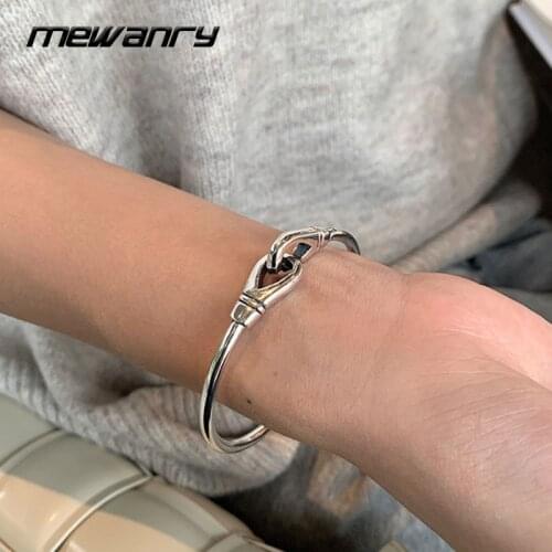 Mewanry 925 Sterling Silver Couples Bracelet for Women New Trend Punk Party Hook Creative Design Jewelry Birthday Gift Wholesale