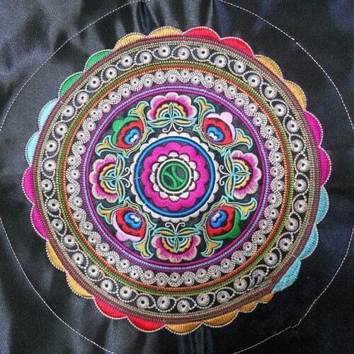 Miao satin fabric embroidery patch bag clutch home textile applique trim ethnic nepal tribal thai india boho gypsy hmong DIY