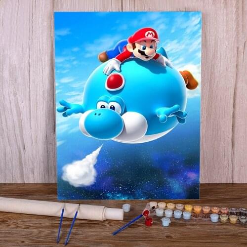 Carton Mario Painting By Numbers Kit Oil Paints 50*70 Painting On Canvas New Design Adults Wall Art Wholesale Drawing