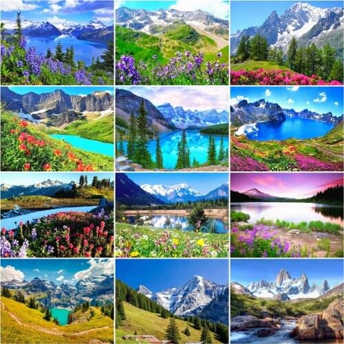 HUACAN Paint By Numbers Mountain LandscapeHandPainted Painting Art Gift DIY Pictures By Number Kits room decoration