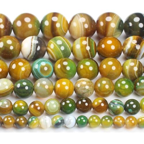Natural Yellow Green Stripe Agates 4-16mm Round Beads 15inch ,Wholesale For DIY Jewellery Free Shipping
