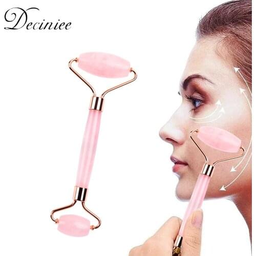 Rose Quartz Jade Roller With Box Slimming Face Lift Massager Facial Massage Mute Type Facial Jade Roller Skin Beauty Care Tool