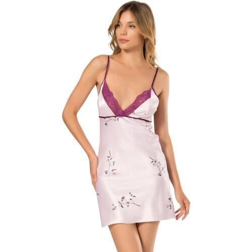 NUNELL 2021 new collection Women Patterned Satin Nightgown