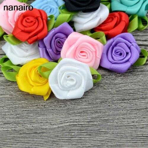 New 20PCS Ribbon Artificial Silk Rose Knot DIY Craft Stitching Accessories Christmas Wedding Decoration Fake Rose Flower Head