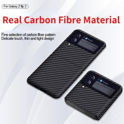 2021 New Luxury Fashion Super Thin Real Carbon Fiber Material Back Phone Case Cover For Samsung Galaxy Z Flip 3 Flip3 5G