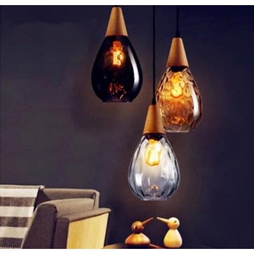 New listing solid wood glass chandelier Modern style restaurant cafe clear chandelier