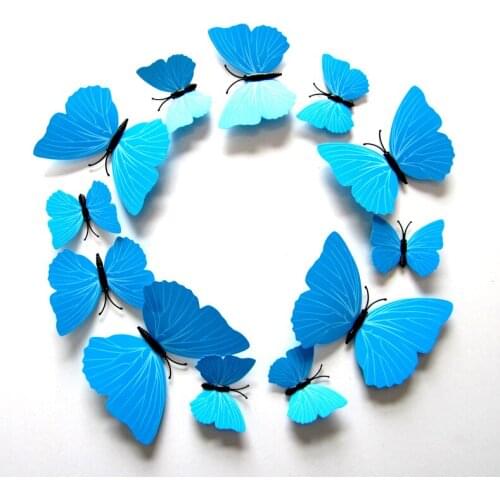 New Qualified Wall Stickers 12pcs Decal Wall Stickers Home Decorations 3D Butterfly Rainbow PVC Wallpaper for living room