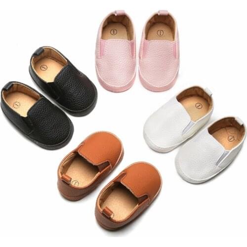 Baby Boy Girl PU Shoes Infant Toddler Prewalker Solid Anti-Slip Soft Sole Toddler Girls Boys Casual First Walker Shoes 0-18M