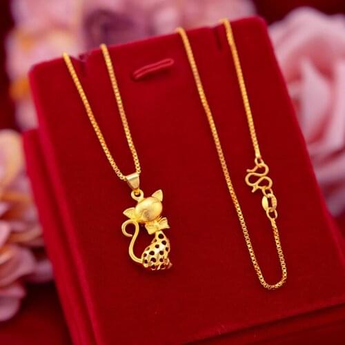 Necklace Cute Cartoon Cat Pendant Necklace Simple 24K Gold Animal Necklace Jewelry Gift For Girl Wholesale