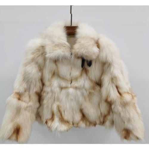 Natural fox fur coat real fur Thick Warm long sleeve Jacket Women Winter Outerwear