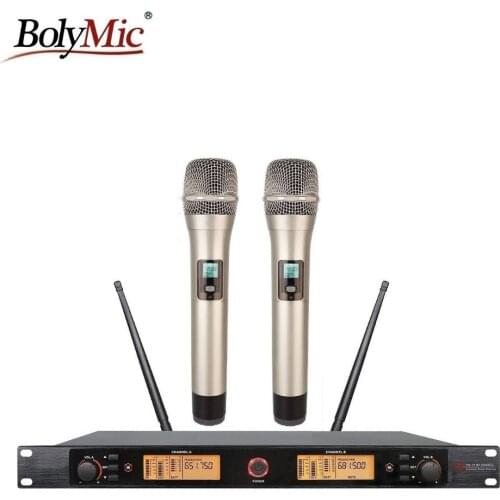 Bolymic Professional UHF Dual Channels PLL Wireless Microphone System Karaoke microphone