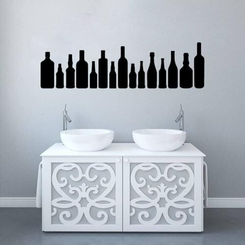 Different Liqueur Bottle Silhouette Wall Sticker Decal Resto-Bar Sticker Wall Art Decor A00945