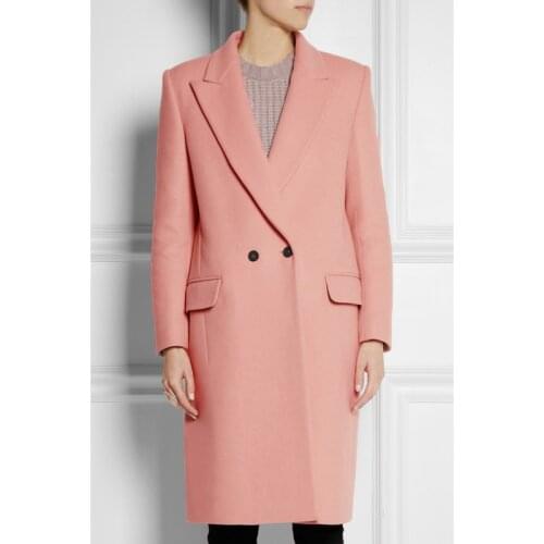 Savabien Autumn Winter Elegant Overcoat Women Pink Double Breasted Woolen Coat Loose Fashion Blazer Long Wool Trench Coat Jacket