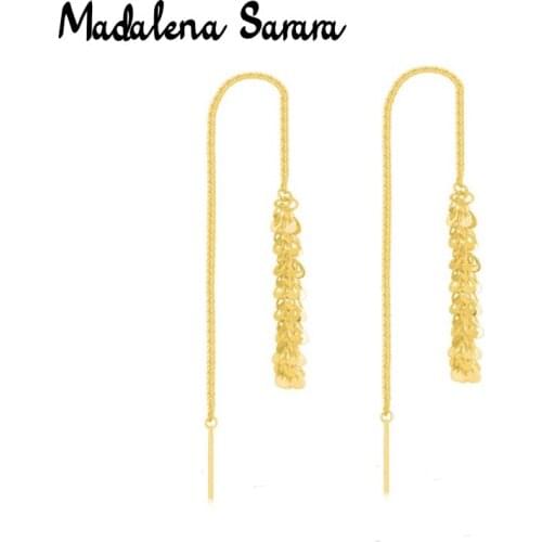 MADALENA SARARA 18K Gold Phoenix Tail Style Dangle Earrings Au750 Yellow Gold Women Earrings Line