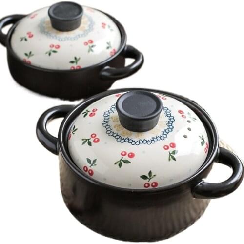 Japanese Style Cute Cherry Ceramic Casserole/Stewpot Soup Household Gas Heat-Resistant High Temperature Resistant Soup