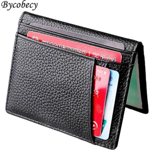 Bycobecy 2021 Brand Credit Card Bag Genuine Leatherr Drivers License Set Mens Small Soft Wallet Credit Bank Card Bag For Men
