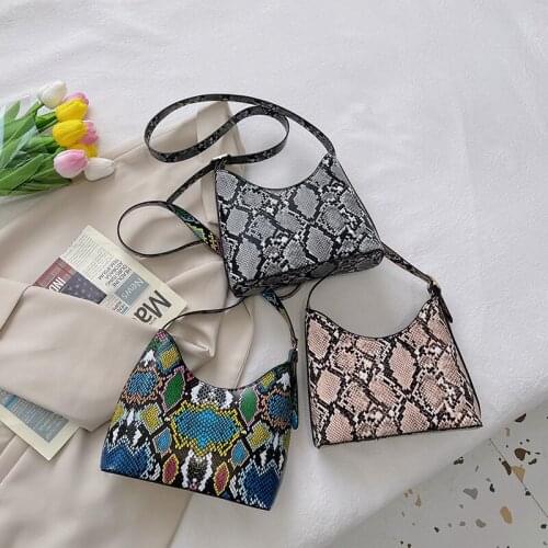 Womens Bag Fashion Women Snake Pattern Printing PU Leather Shoulder Crossbody Bag Casual Ladies Small Handbags Tote Bags Purse