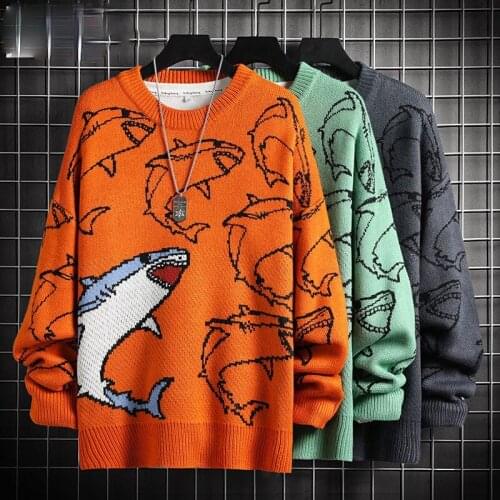 Sweater Men Harajuku Hip Hop Loose Streetwear Cartoon Men Clothing Pullover O-neck Oversize Fashion Casual Couple Male Sweaters