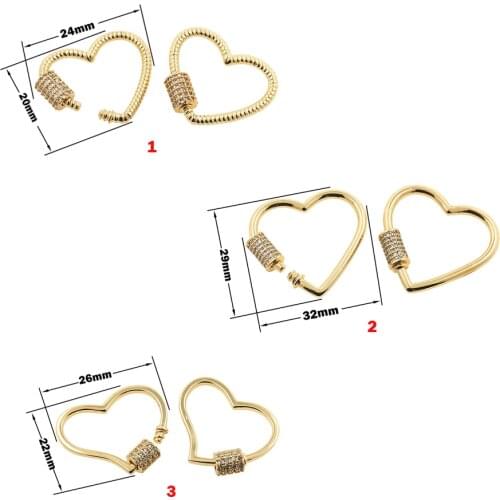 Heart-Shaped Clasp Brass Zircon Screw Lock Clasp DIY Handmade Gothic Pendant Necklace Jewelry Accessories