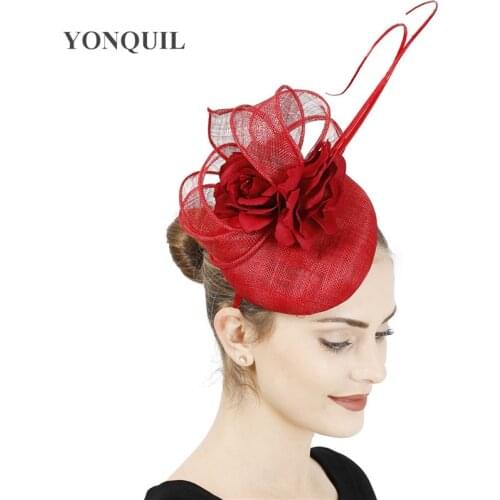 High Quality 4-Layer Sinamay Headpiece Bride Wedding Hair Accessories Fascinator Hat Women Millinery Caps Hairpin Headwear