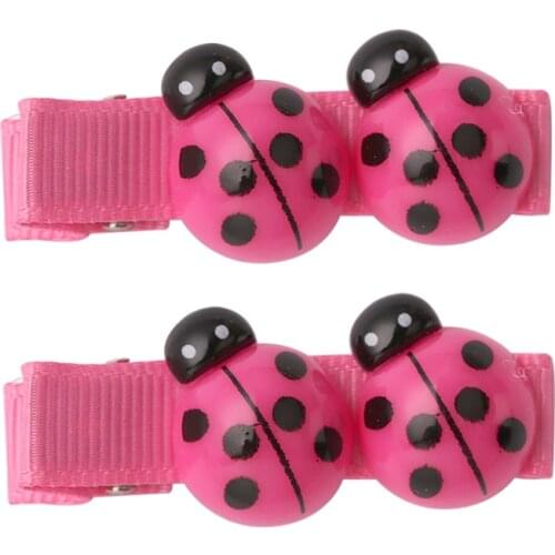 1Pair=2pcs Mini Cute Ladybug Barrettes Girls Colorful Mini Hairpin Childrens Hair Clips Headwear