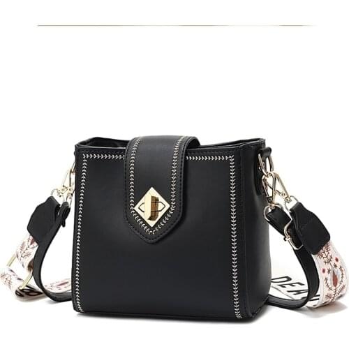 Female bag 2020 fashion trend small square bag wide shoulder strap bucket female bag messenger bag single shoulder handbag