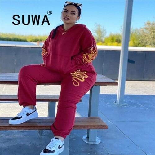 Women Warm Two Piece Set Sports Jogger Hoodies Sweatshirt Trousers Set Winter Tracksuit Streetwear K-POP Sportswear Suit