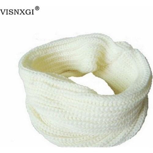 VISNXGI 2019 Winter Fashion Womens Warm Scarves Knit Neck Circle White Wool Blends Multi-purpose Wool Scarf Bufandas Hot Sale