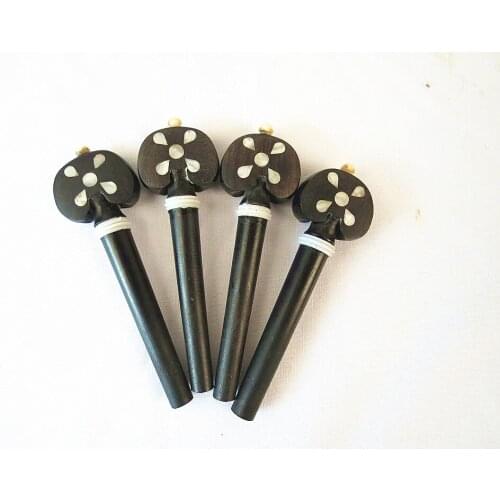 1set of 4/4 violin pegs,4pcs ebony inlay shell violin pegs