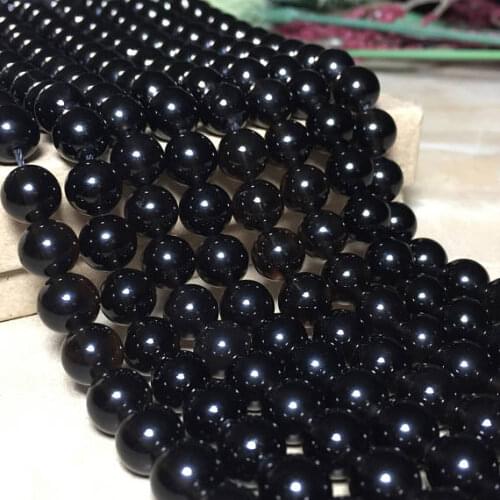 1 string Natural Genuine Morion Beads Black Quartz Rock Crystal Beads 6mm 8mm 10mm 12mm Loose Beads For Jewelry DIY 15.5"