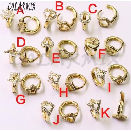 10 pairs Multi kinds stud earrings ear rings rainbow zircon stud hook earrings crystal earrings for women jewelry gift 50835