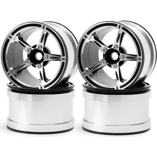 2.2 Inch Metal Beadlock Wheel Rims Silver for Rc Car TRX4 SCX10 II Wraith 90048 RR10 RC Rock Crawler,Black