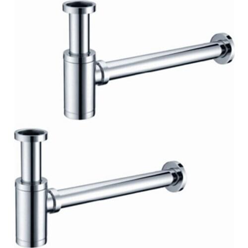 2 pieces Bottle Trap Brass Round Siphon Chrome P-TRAP BATHROOM VANITY BASIN PIPE WASTE drain pipe DP902