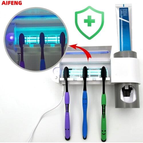 2 in 1 UV Toothbrush Sterilization Holder Automatic Toothpaste Sterilization and Sterilization Holder Toothbrush Sterilizer