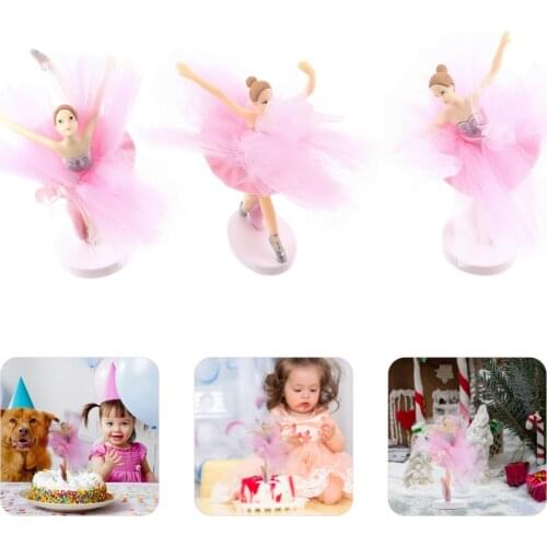 3 Sets Ballerina Cupcake Toppers Birthday Cake Decor Tulle Girl Cake Topper