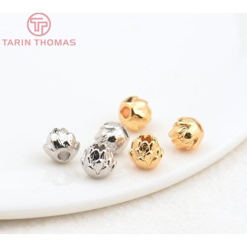 10PCS 6x5MM 24K Champagne Gold Color Plated Brass Lotus Spacer Beads Bracelet Beads High Quality Diy Jewelry Accessories