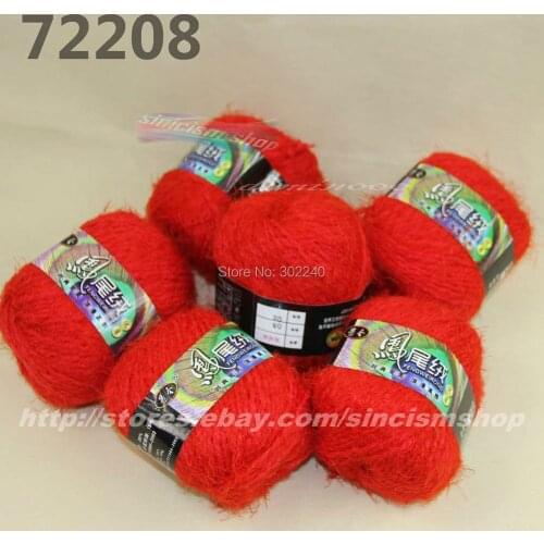 6 Skeins X 50g soft Eyelash hand-woven Knitting Yarn red 722-08