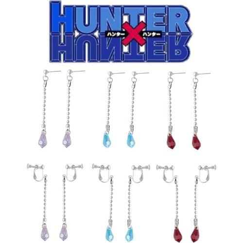 Anime HUNTER×HUNTER Kurapika Earrings Ear Clip Metal Water Drop Trendy Unisex